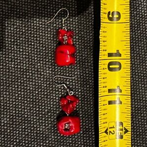 Red Stone Dangle Earrings